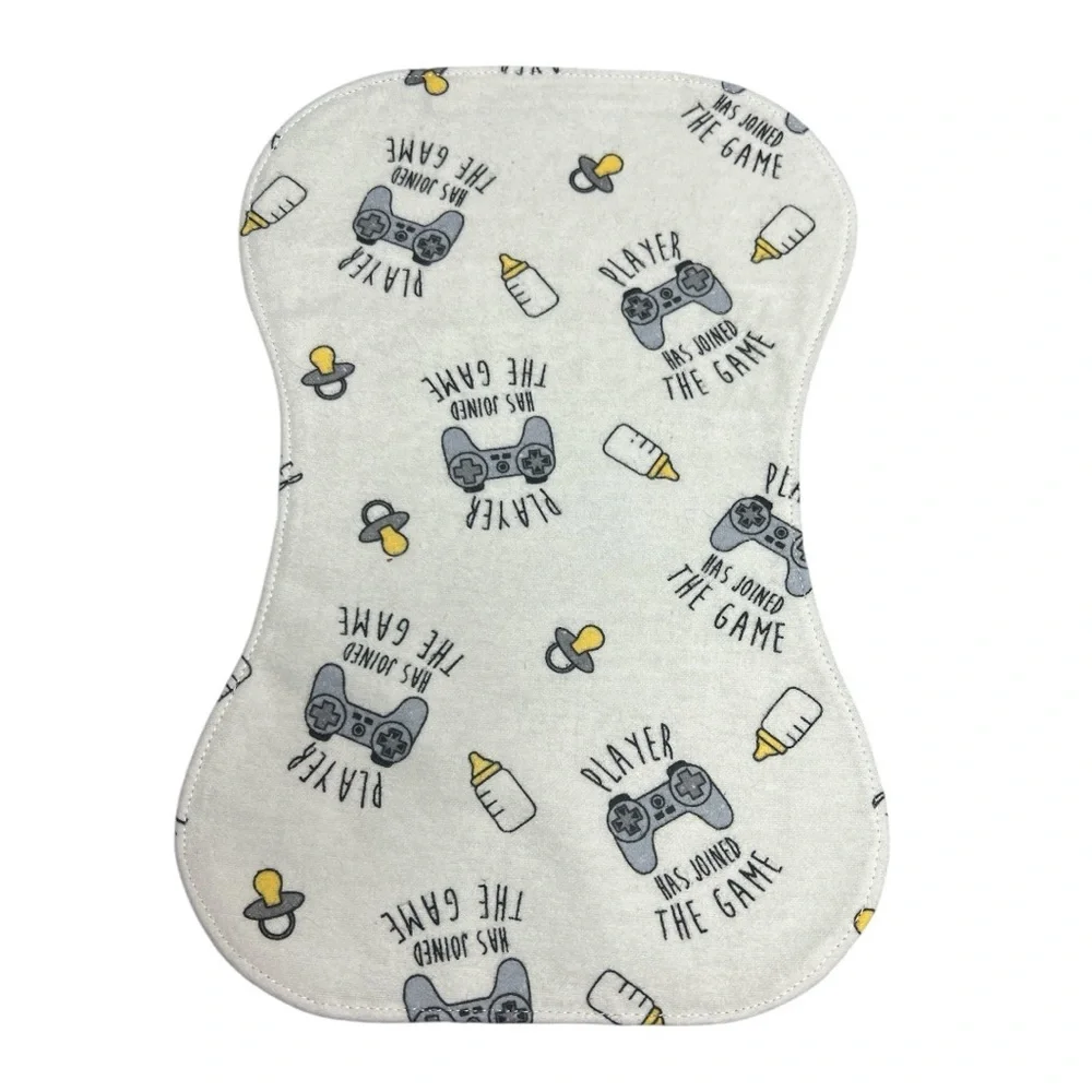 Hand Crafted Flannel Burp Cloth Contoured Padded Fabric Quilted Reversible